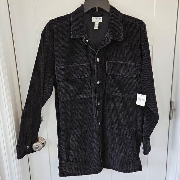 Mens  Black Corduroy Button Down Jacket NWT by Arizona Jean Co. Size LT - Picture 1 of 9